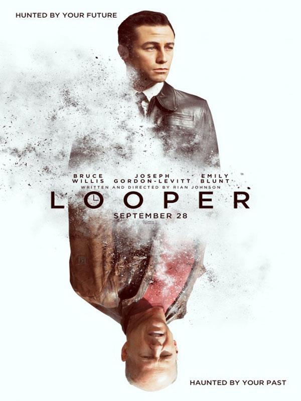 Affiche personnage Joseph Gordon Levitt et Bruce Willis façon carte à jouer